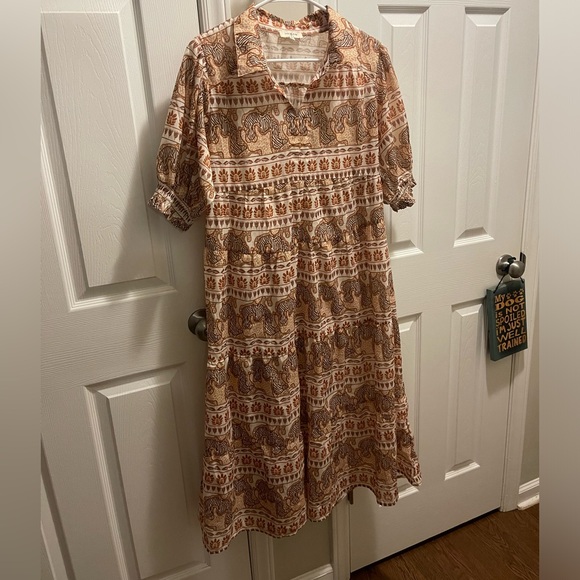 Umgee Tribal Print Dress with Tie Neck